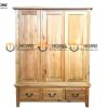 Tủ áo gỗ sồi tự nhiên 3 cánh 3 hộc kéo Harris TA-24SM