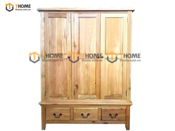 Tủ áo gỗ sồi tự nhiên 3 cánh 3 hộc kéo Harris TA-24SM