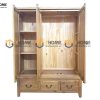 Tủ áo gỗ sồi tự nhiên 3 cánh 3 hộc kéo Harris TA-24SM