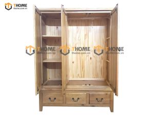 Tủ áo gỗ sồi tự nhiên 3 cánh 3 hộc kéo Harris TA-24SM