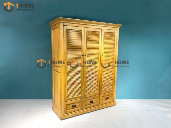 Tủ áo gỗ sồi tự nhiên 3 cánh mở lá sách TA-30SM
