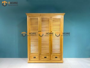Tủ áo gỗ sồi tự nhiên 3 cánh mở lá sách TA-30SM