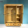 Tủ áo gỗ sồi tự nhiên 3 cánh mở lá sách TA-30SM