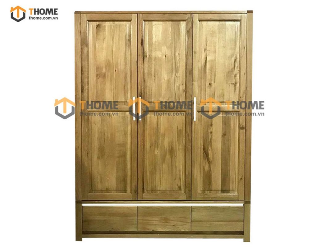 Tủ áo gỗ sồi tự nhiên 3 cánh Lakada TA-08SM