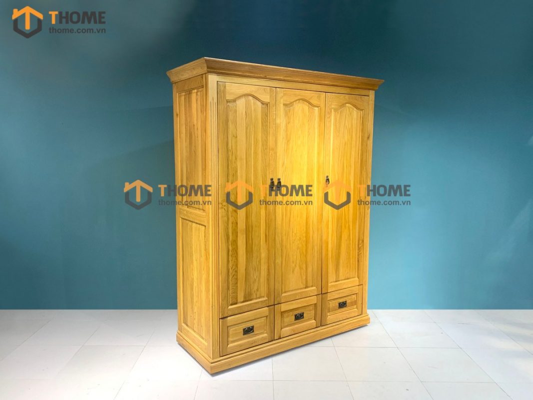 Tủ áo gỗ sồi tự nhiên 3 cánh mở pano TA-33SM