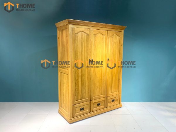 Tủ áo gỗ sồi tự nhiên 3 cánh mở pano TA-33SM