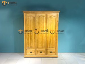 Tủ áo gỗ sồi tự nhiên 3 cánh mở pano TA-33SM