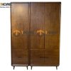 Tủ áo gỗ sồi tự nhiên 3 cánh mở 5 hộc kéo Capri màu óc chó TA-10SN