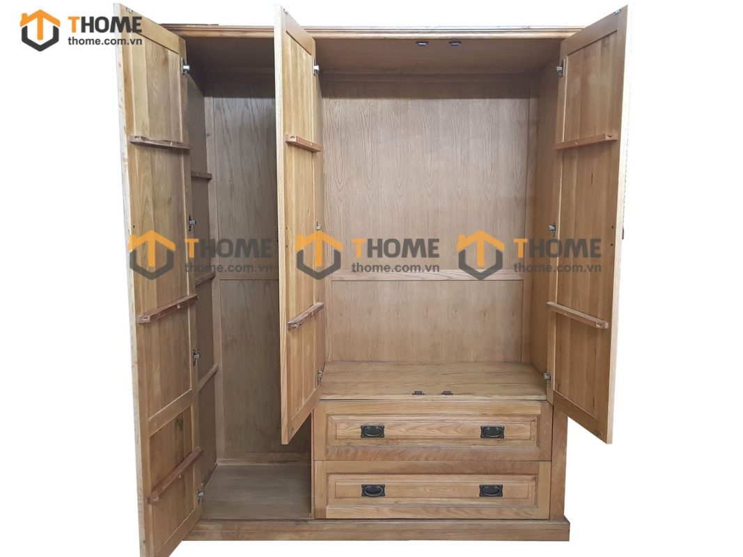 Tủ áo gỗ sồi tự nhiên 3 cánh Tuscany TA-05SM