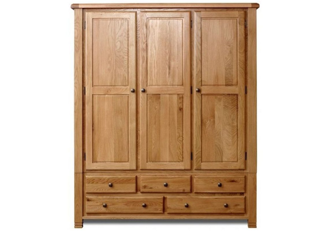 Tủ áo gỗ sồi tự nhiên 3 cánh mở Woodstock màu tự nhiên TA-36SM