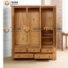 Tủ áo gỗ sồi tự nhiên 3 cánh mở Woodstock màu tự nhiên TA-36SM