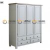 Tủ áo gỗ sồi tự nhiên 3 cánh mở Woodstock màu trắng TA-38SM