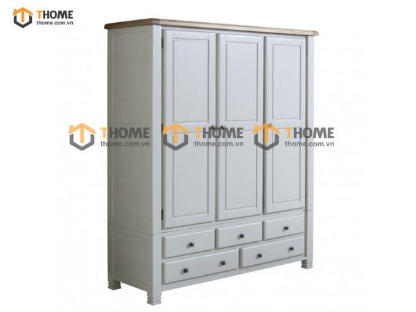 Tủ áo gỗ sồi tự nhiên 3 cánh mở Woodstock màu trắng TA-38SM