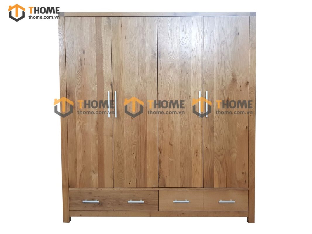 Tủ áo gỗ sồi tự nhiên 4 cánh Cuba TA-15SM