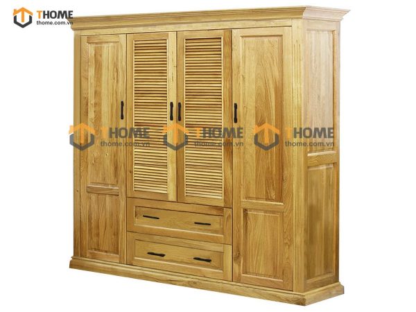 Tủ áo gỗ sồi tự nhiên 4 cánh mở lá sách TA-31SM