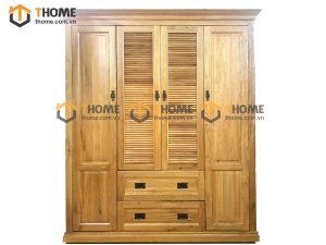 Tủ áo gỗ sồi tự nhiên 4 cánh mở lá sách TA-31SM