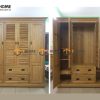 Tủ áo gỗ sồi tự nhiên 4 cánh mở lá sách TA-31SM