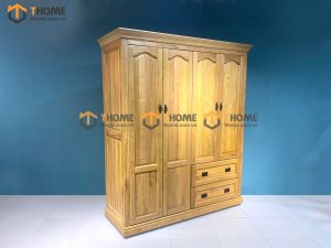 Tủ áo gỗ sồi tự nhiên 4 cánh mở pano TA-34SM