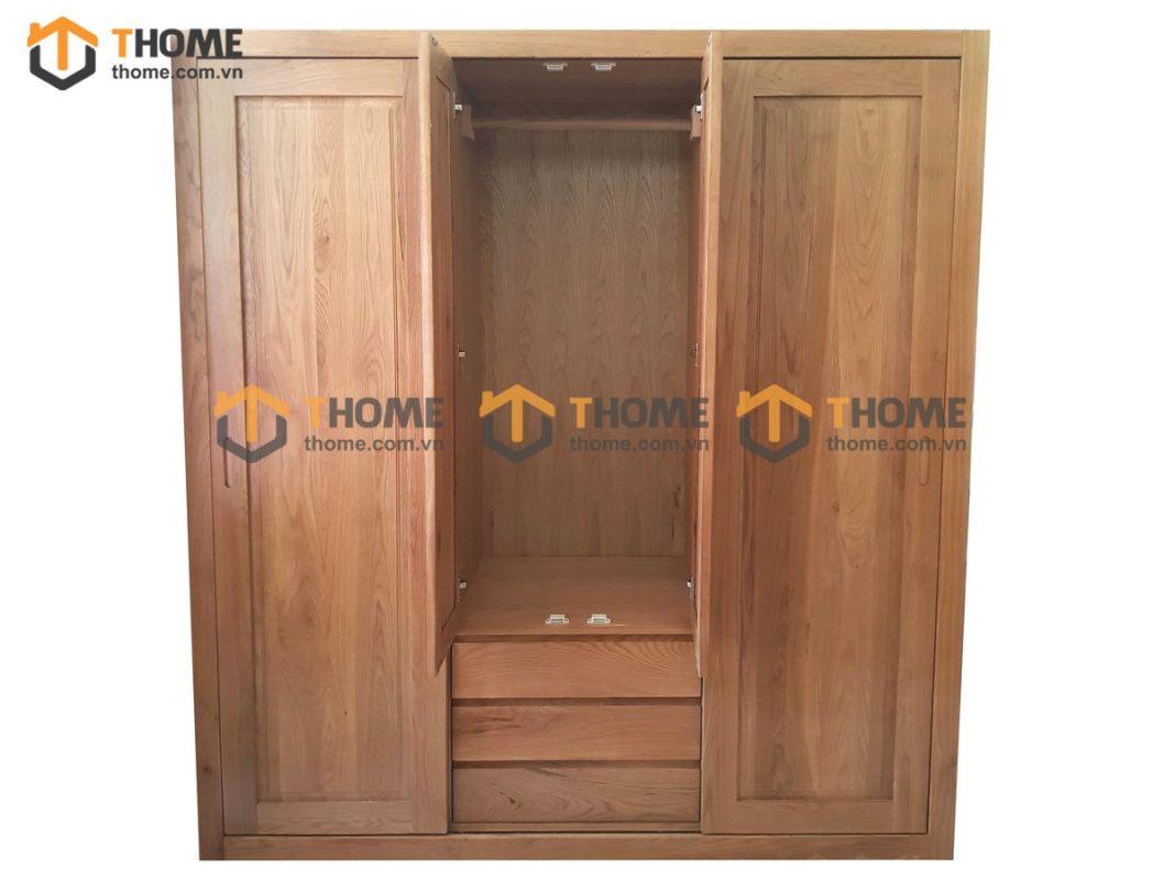 Tủ áo gỗ sồi tự nhiên 2 cánh lùa 2 cánh mở UmaTA-19SM