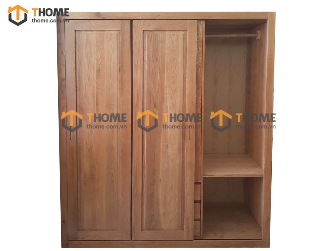 Tủ áo gỗ sồi tự nhiên 2 cánh lùa 2 cánh mở UmaTA-19SM