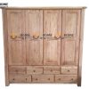 Tủ áo gỗ sồi tự nhiên 4 cánh mở Woodstock màu tự nhiên TA-39SM