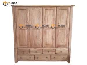 Tủ áo gỗ sồi tự nhiên 4 cánh mở Woodstock màu tự nhiên TA-39SM