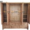 Tủ áo gỗ sồi tự nhiên 4 cánh mở Woodstock màu tự nhiên TA-39SM