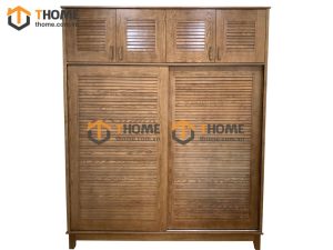 Tủ áo gỗ sồi tự nhiên đụng trần thiết kế 01 TA-11SN
