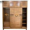 Tủ áo gỗ sồi tự nhiên đụng trần thiết kế 01 TA-11SN