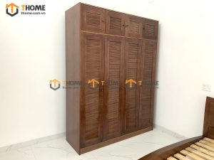 Tủ áo gỗ sồi tự nhiên đụng trần thiết kế 03 TA-13SN