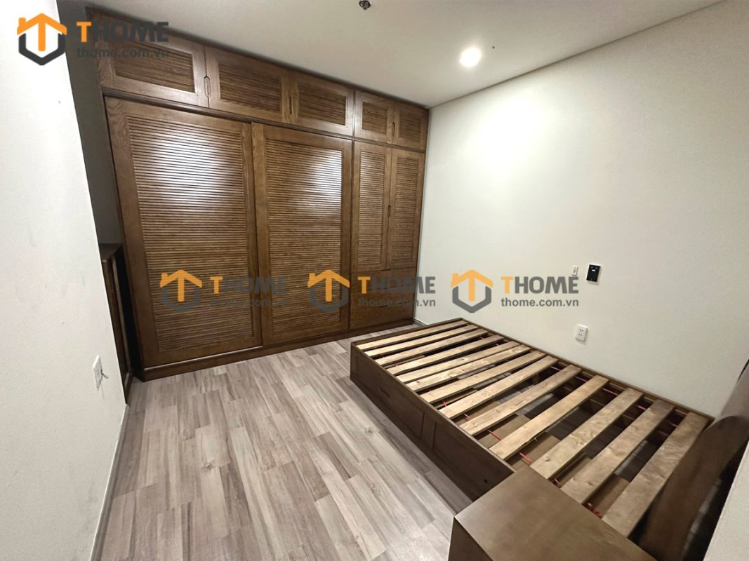 Tủ áo gỗ sồi tự nhiên đụng trần thiết kế 06 TA-16SN
