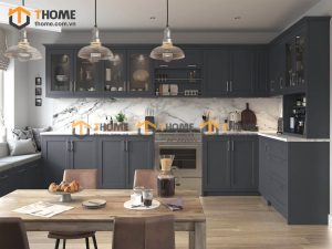 Tủ bếp gỗ công nghiệp sơn bệt nhà Cô Hương Nguyễn Tri Phương TB-04BET