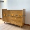 Tủ chén gỗ sồi tự nhiên 1 cánh sọc TC1T-04SN