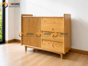 Tủ Chén Gỗ Sồi Tự Nhiên 1 Cánh Sọc TC1T-04SN