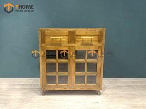 Tủ chén gỗ sồi tự nhiên 2 cánh 6 ô kính TC1T-08SN