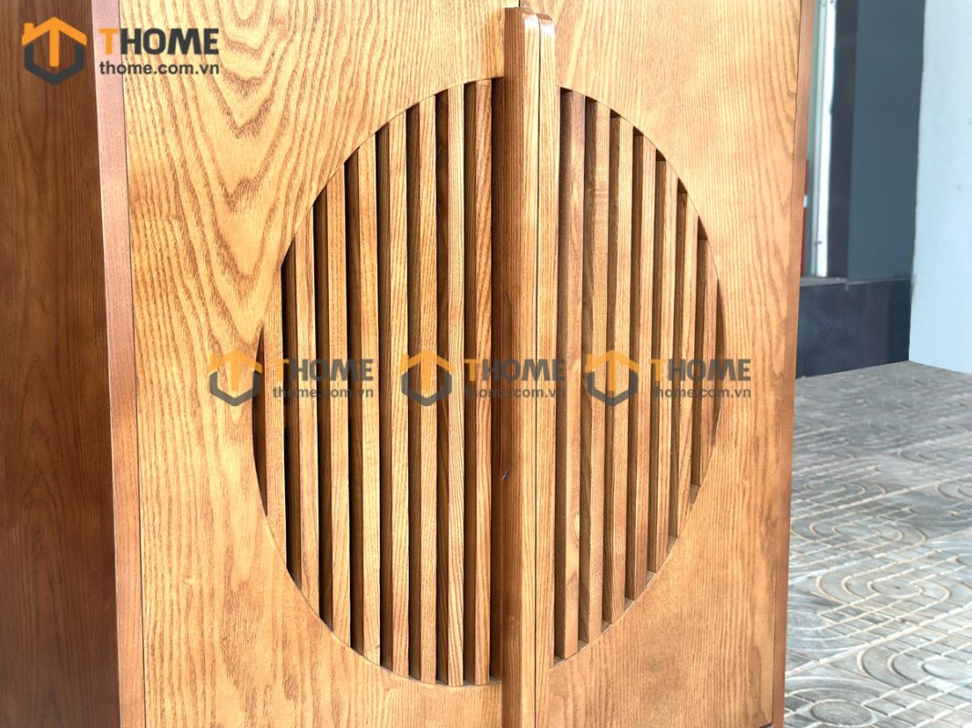 Tủ chén gỗ sồi tự nhiên 2 cánh hình tròn TC1T-12SN