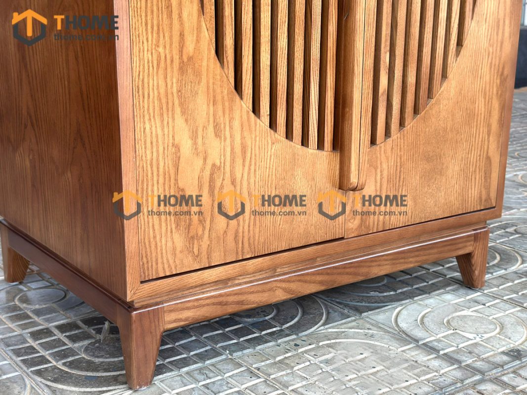 Tủ chén gỗ sồi tự nhiên 2 cánh hình tròn TC1T-12SN