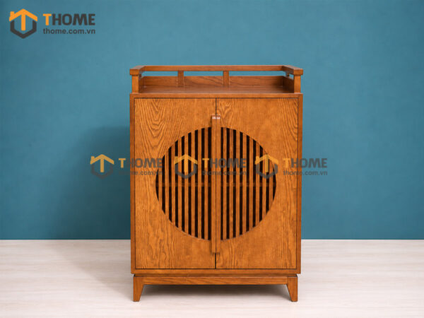 Tủ Chén Gỗ Sồi Tự Nhiên 2 Cánh Hình Tròn TC1T-12SN