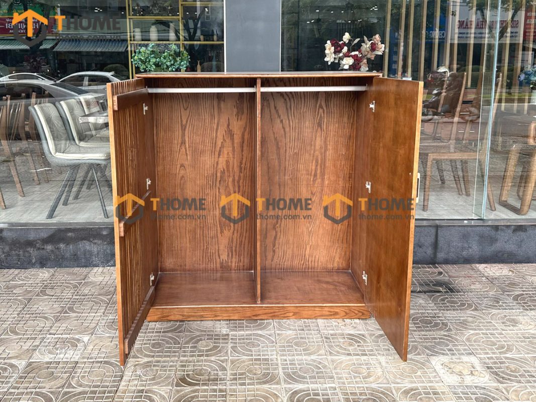 Tủ chén gỗ sồi tự nhiên 2 cánh lớn TC1T-14SN