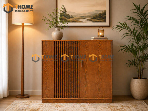 Tủ Chén Gỗ Sồi Tự Nhiên 2 Cánh Lớn TC1T-14SN