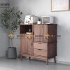 Tủ chén gỗ sồi tự nhiên 2 cánh sọc TC1T-11SN