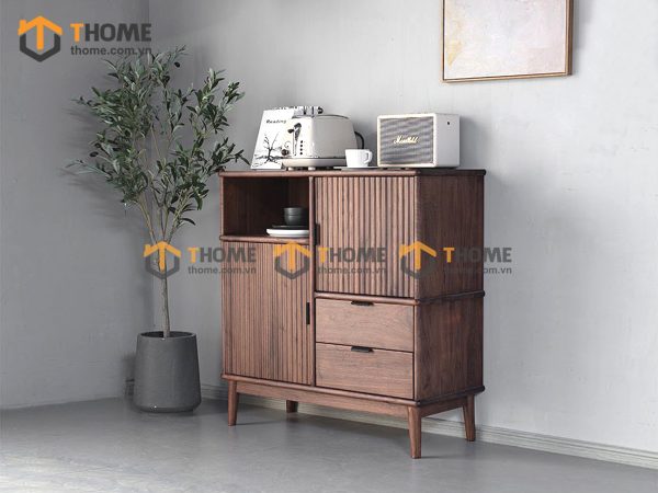 Tủ chén gỗ sồi tự nhiên 2 cánh sọc TC1T-11SN