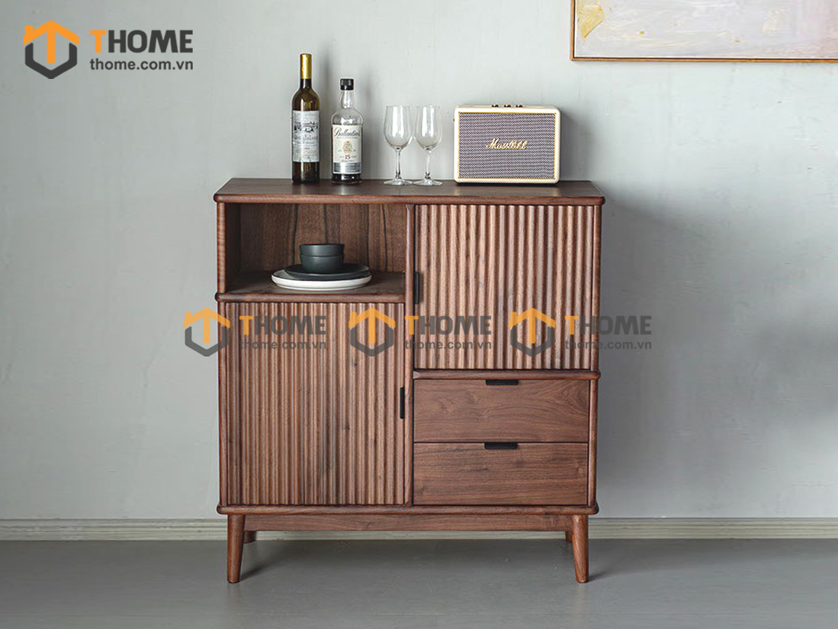 Tủ chén gỗ sồi tự nhiên 2 cánh sọc TC1T-11SN