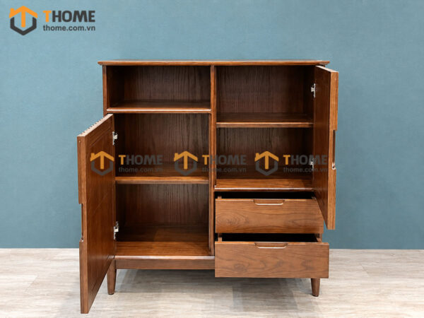 Tủ Chén Gỗ Sồi Tự Nhiên 2 Cánh Sọc TC1T-11SN