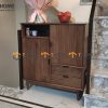 Tủ chén gỗ sồi tự nhiên 2 cánh sọc TC1T-11SN