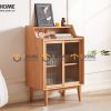 Tủ chén gỗ sồi tự nhiên 2 cánh trượt màu tự nhiên TC1T-16SN