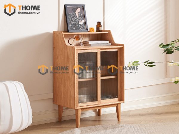 Tủ chén gỗ sồi tự nhiên 2 cánh trượt màu tự nhiên TC1T-16SN