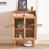 Tủ chén gỗ sồi tự nhiên 2 cánh trượt màu tự nhiên TC1T-16SN