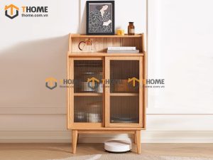 Tủ chén gỗ sồi tự nhiên 2 cánh trượt màu tự nhiên TC1T-16SN