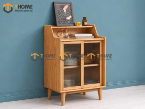 Tủ Chén Gỗ Sồi Tự Nhiên 2 Cánh Trượt Màu Tự Nhiên TC1T-16SN